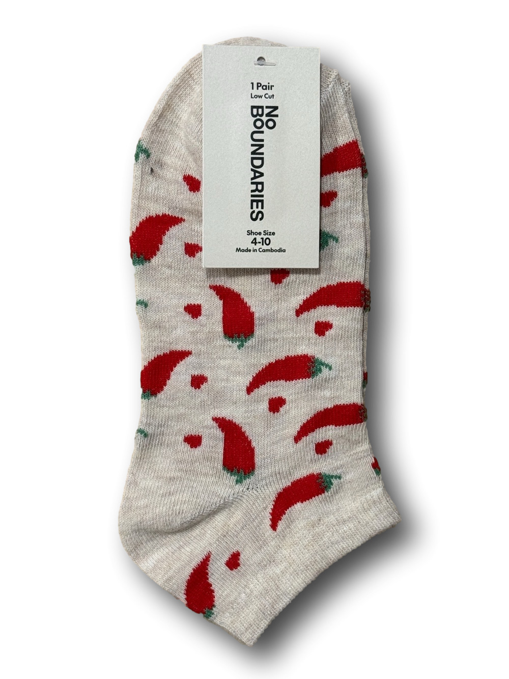 3/$15 Spicy Jalapeno Peppers & Hearts Funny Novelty Ankle Socks - NWT